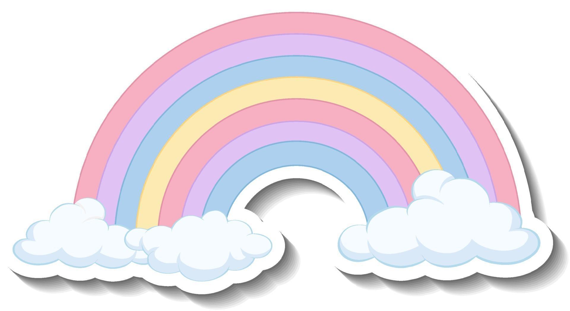 Arco Iris Pastel Aislado Con Nubes Pegatina De Dibujos Animados Vector En Vecteezy
