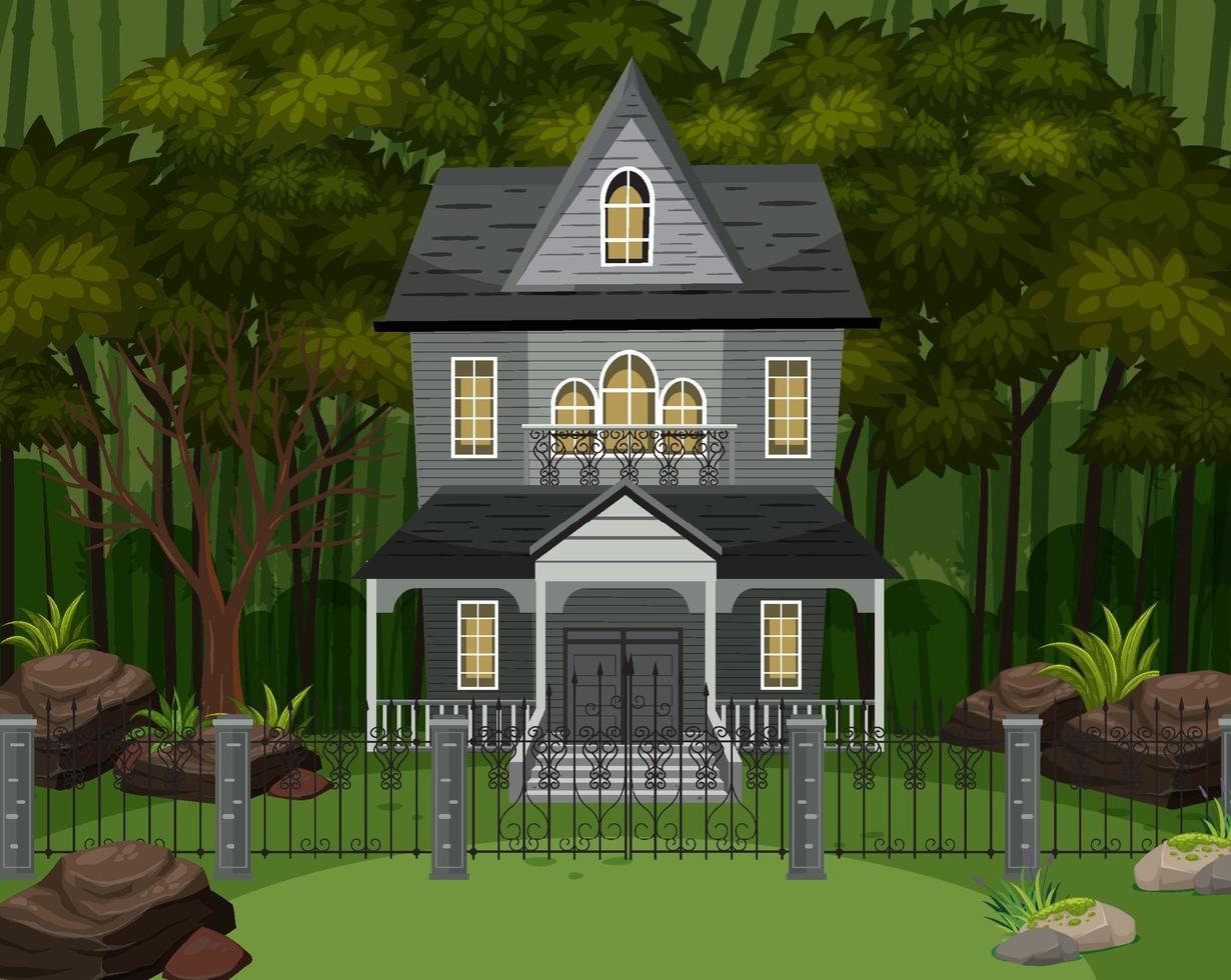 Scene with haunted halloween mansion vector