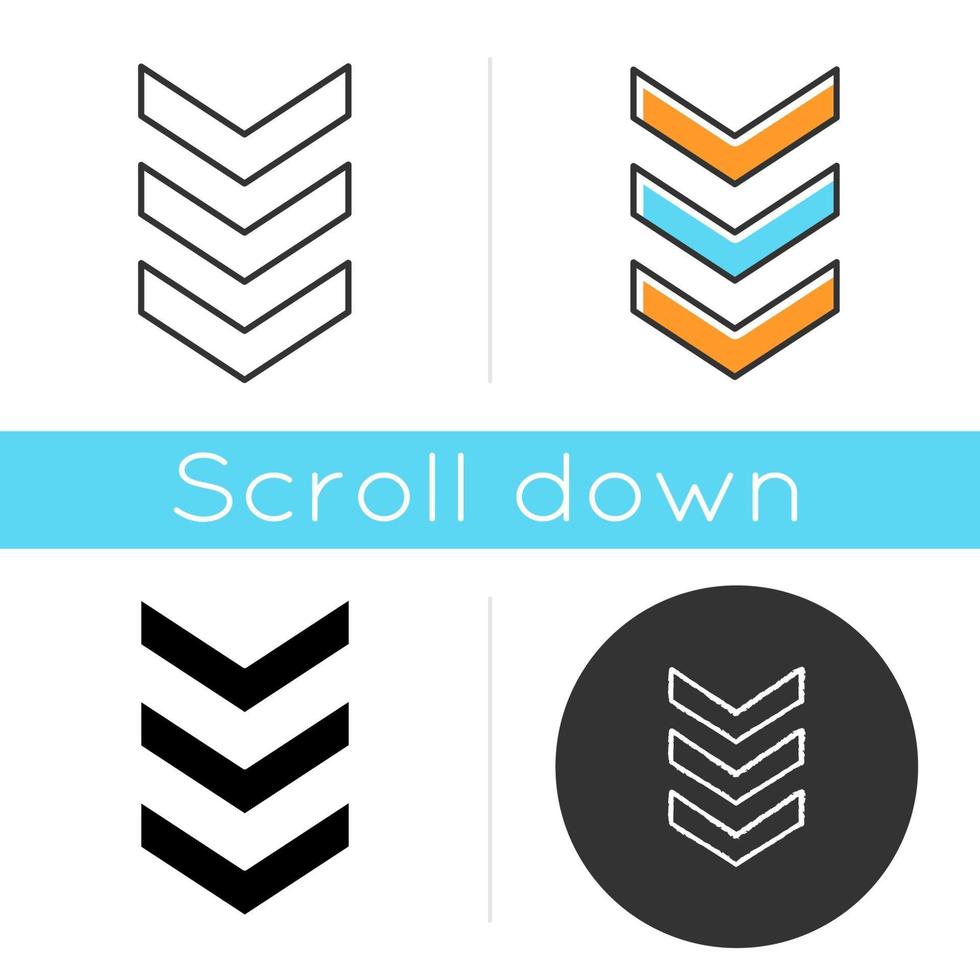 Three down arrows icon vector