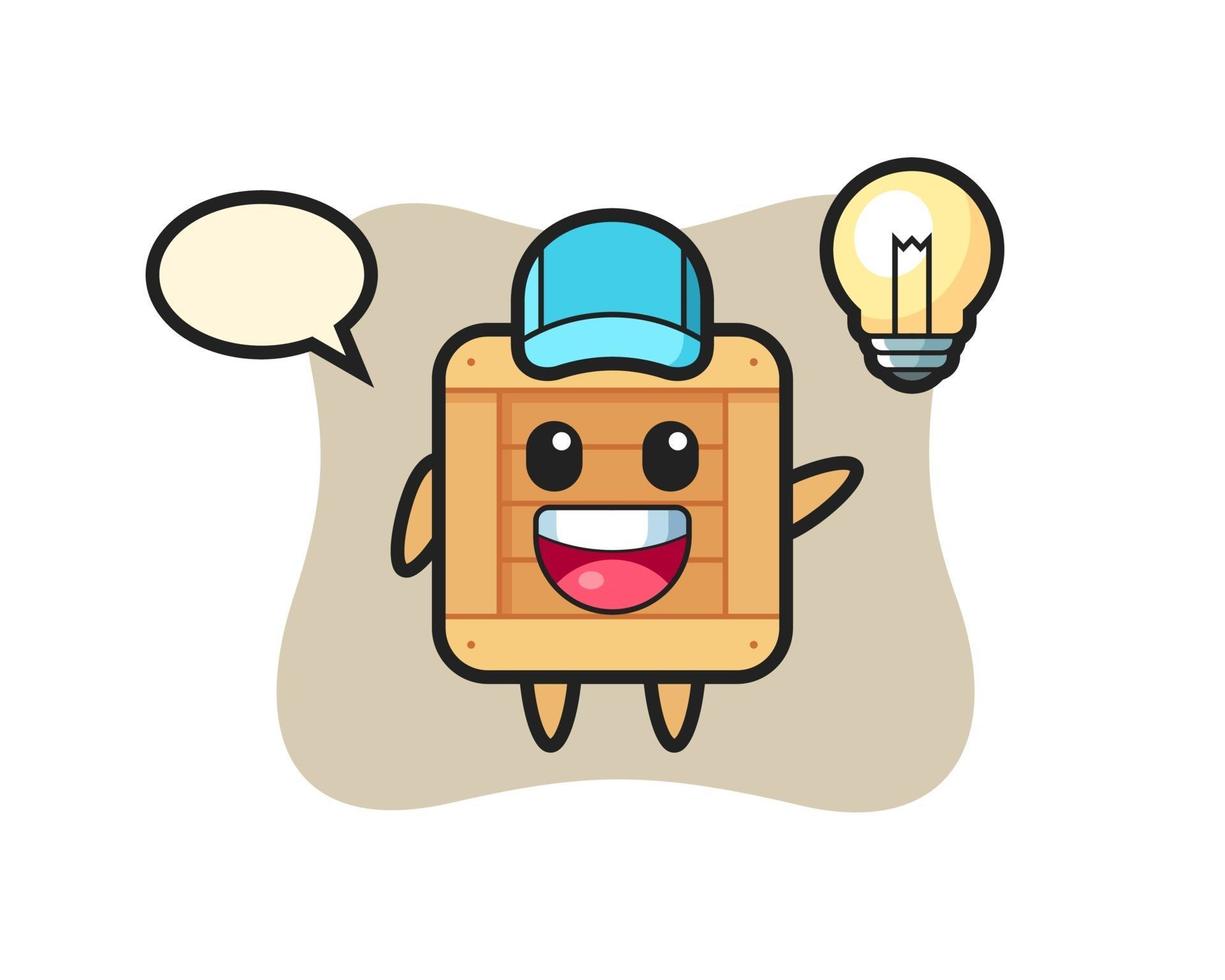 wooden box character cartoon getting the idea vector