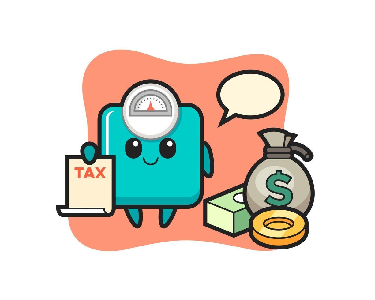 Character cartoon of weight scale as a accountant vector