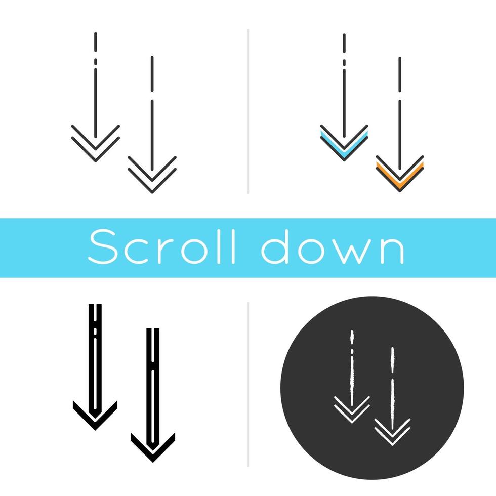 Moving down arrowheads icon vector