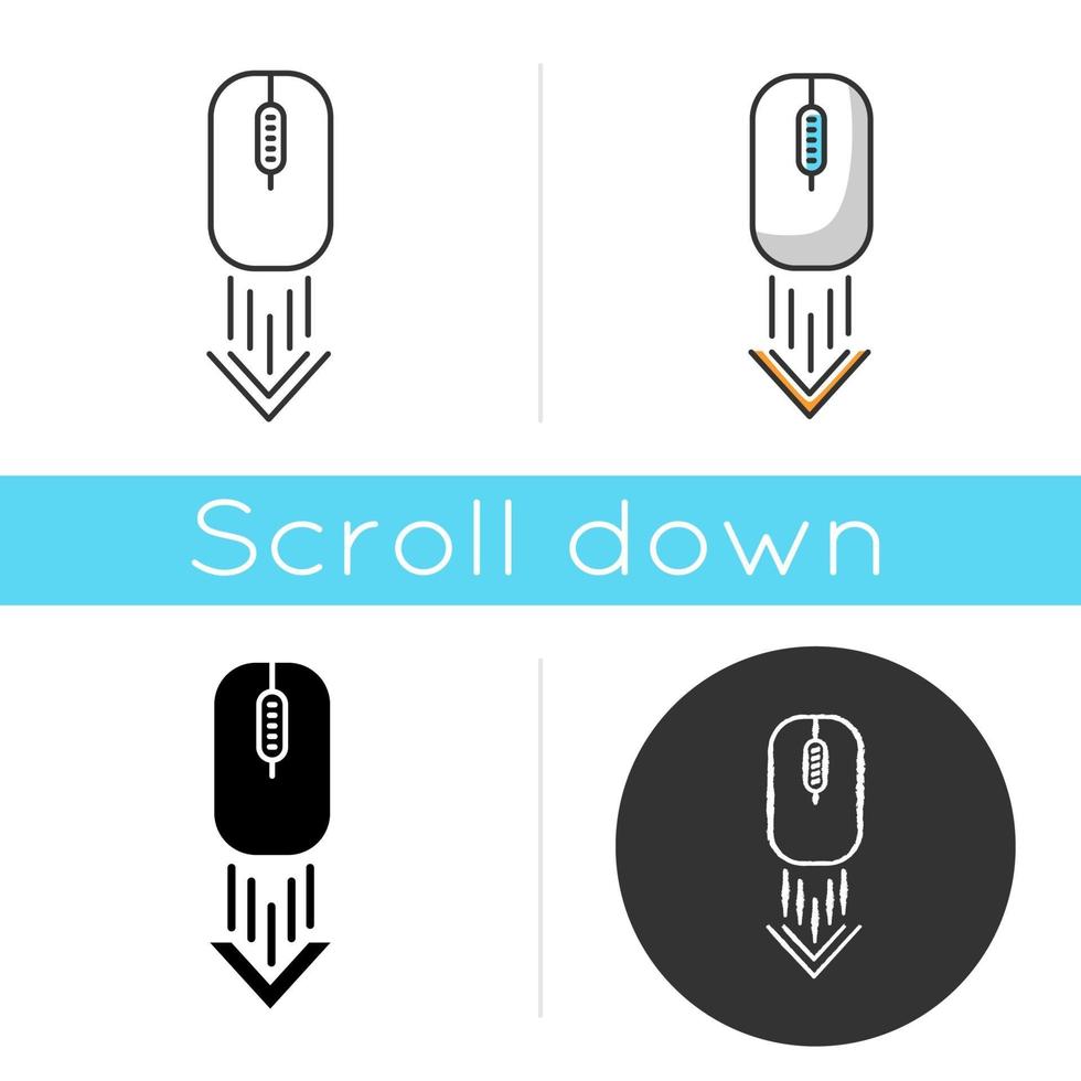 Scrolling down computer mouse icon vector