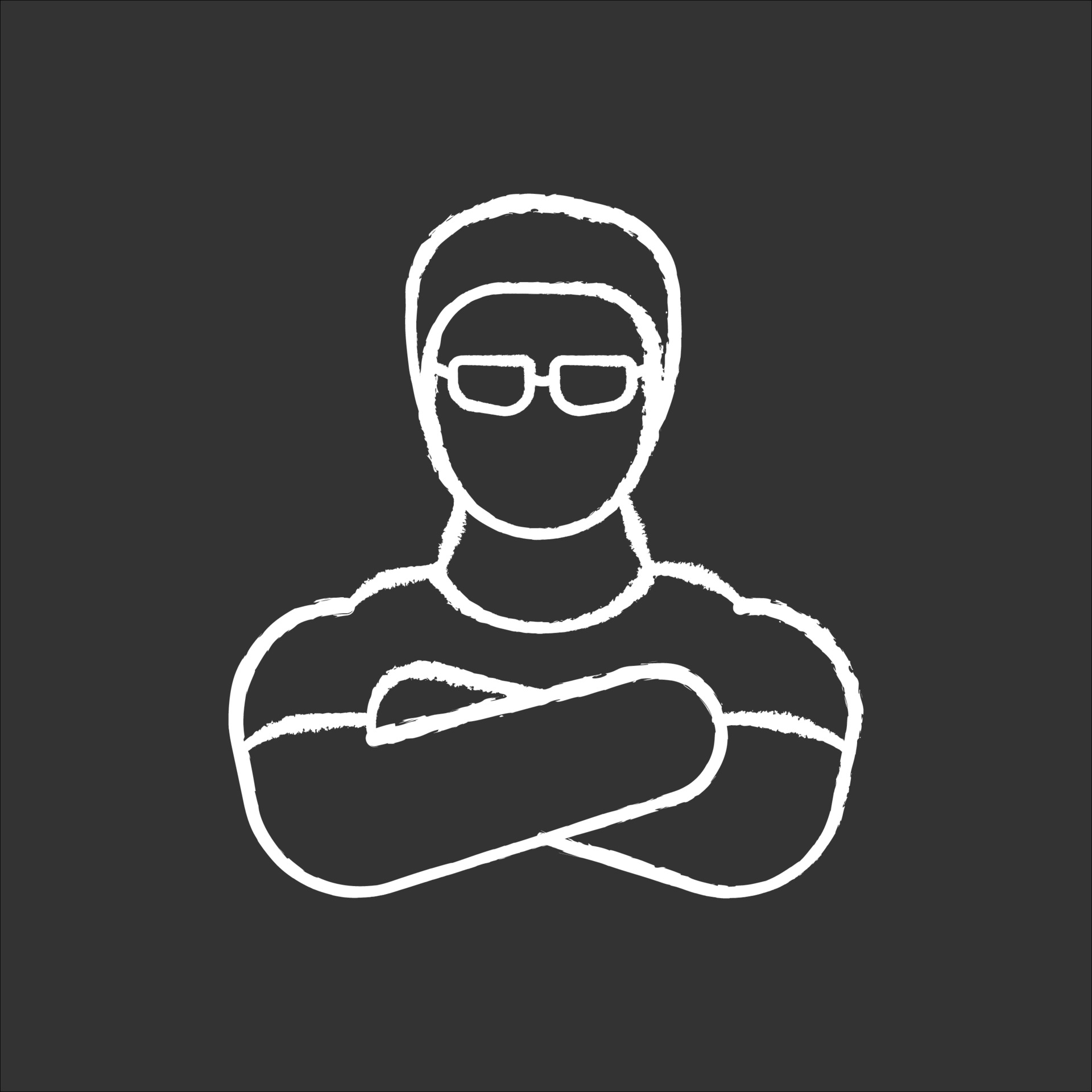 Nightclub security guard chalk white icon on black background 3234520