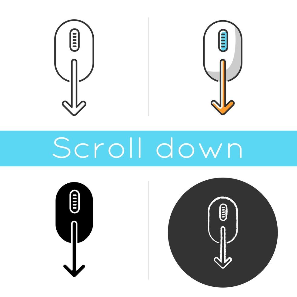 Mouse and down arrow icon vector