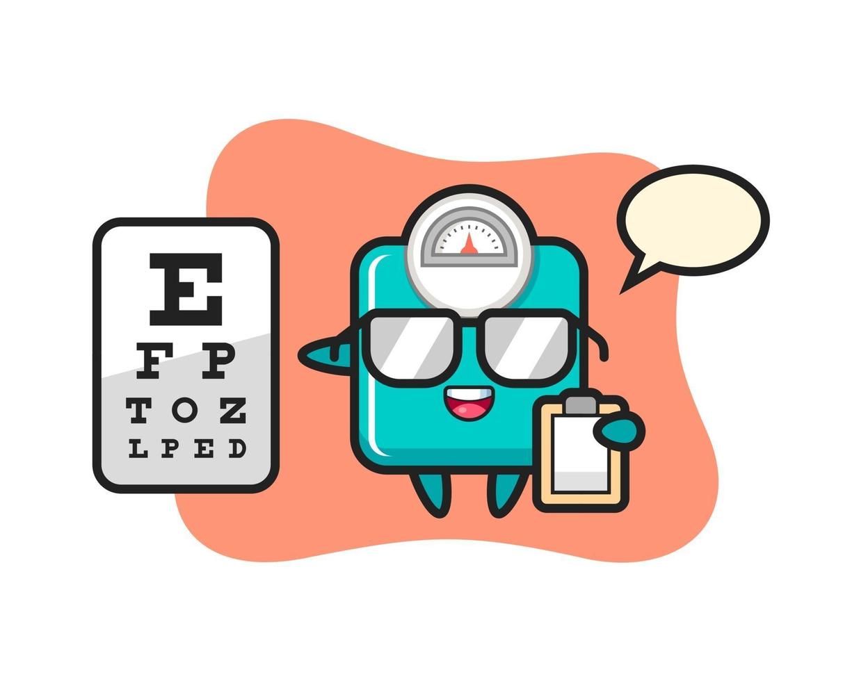 Illustration of weight scale mascot as an ophthalmology vector