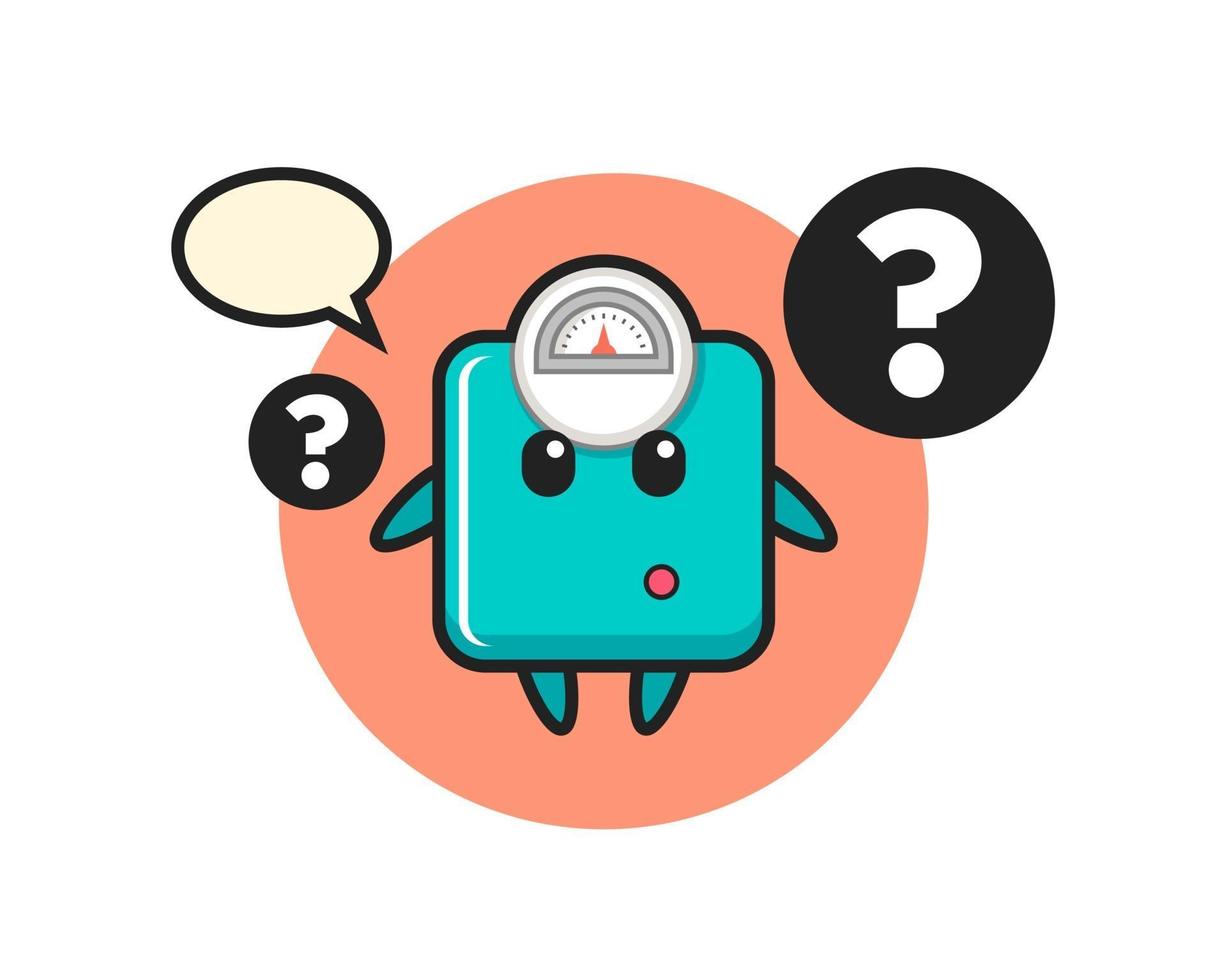Cartoon Illustration of weight scale with the question mark vector