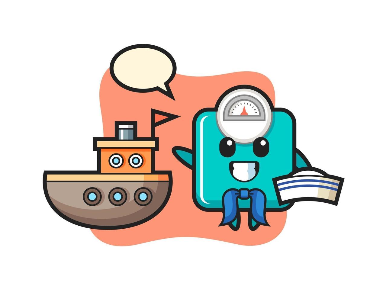 Mascota de personaje de báscula como marinero. vector