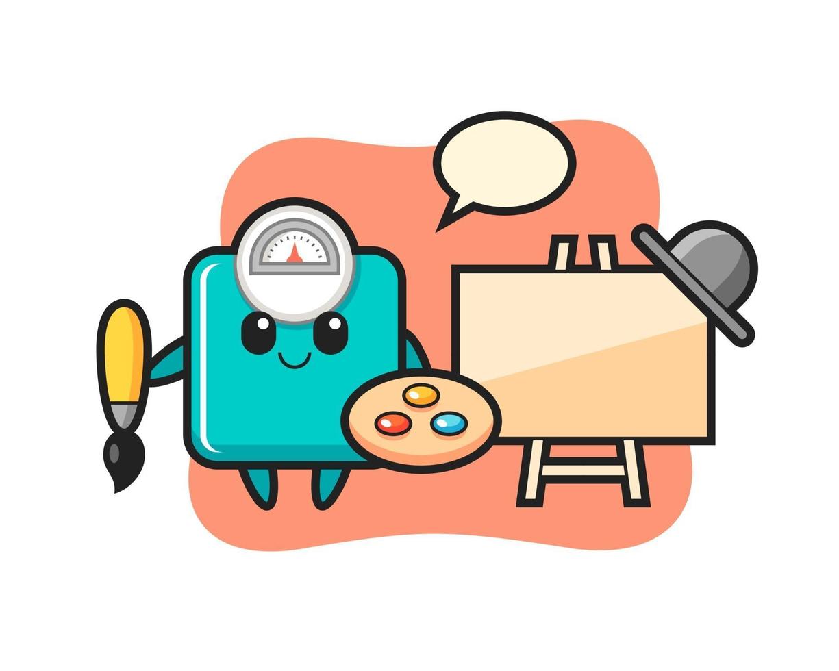 Illustration of weight scale mascot as a painter vector