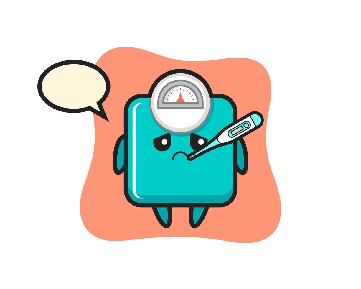 weight scale mascot character with fever condition vector