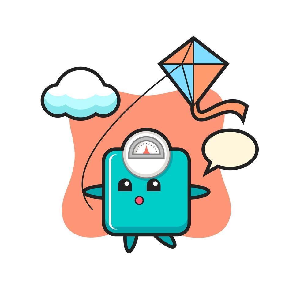 weight scale mascot illustration is playing kite vector