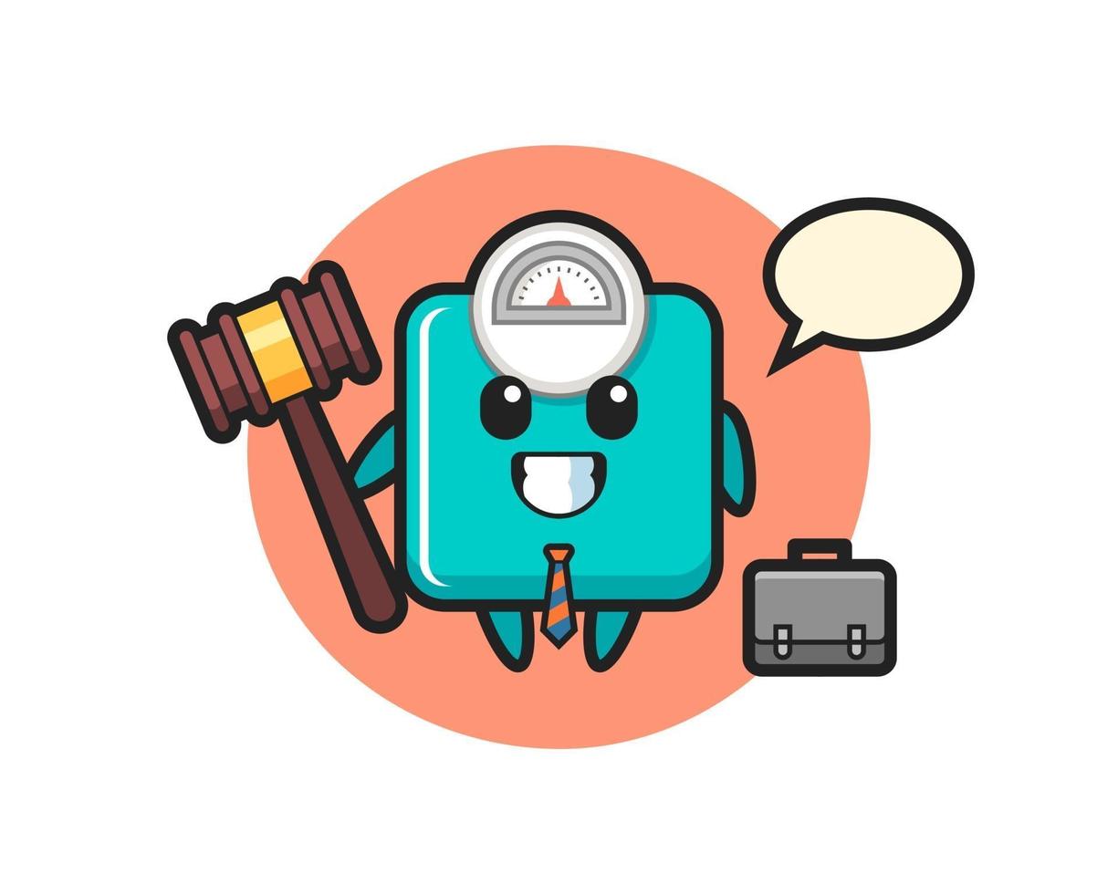 Ilustración de la mascota de la báscula como abogado. vector