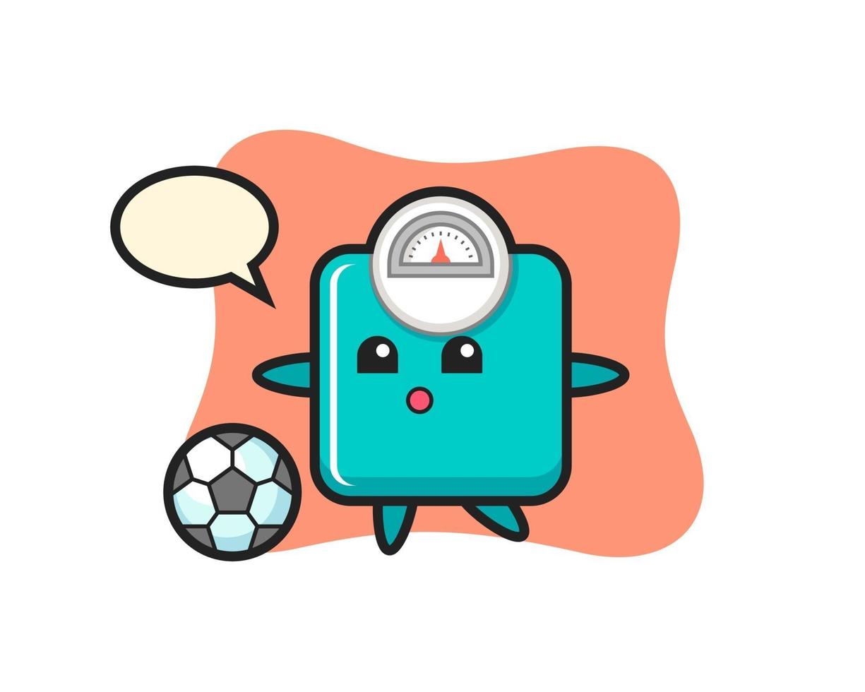 Illustration of weight scale cartoon is playing soccer vector