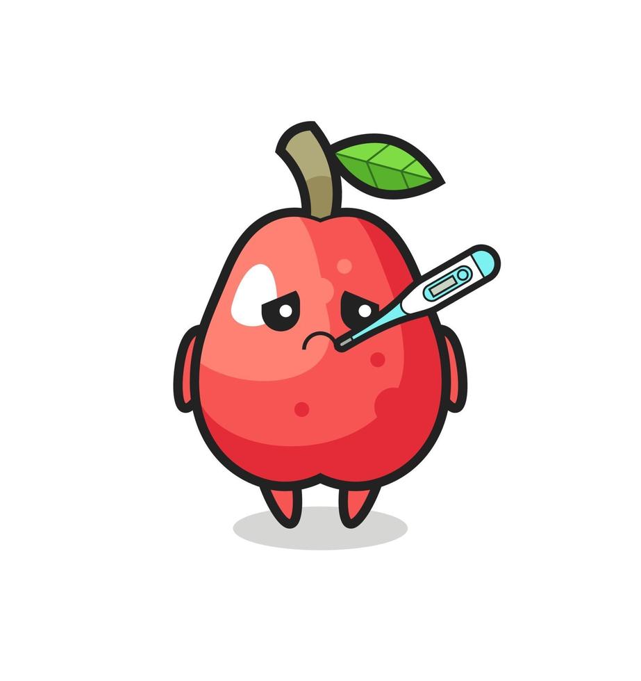 water apple mascot character with fever condition vector