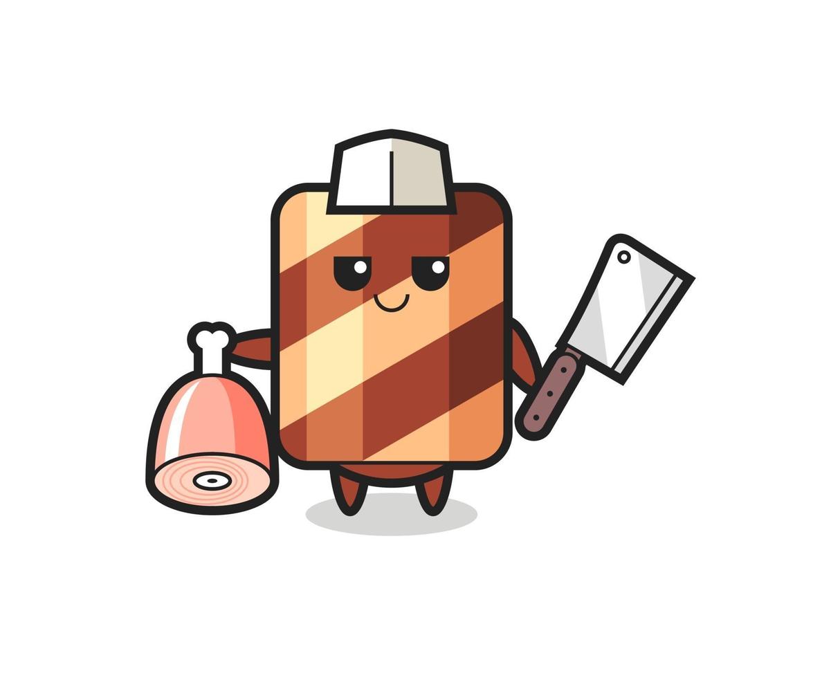 Illustration of wafer roll character as a butcher vector