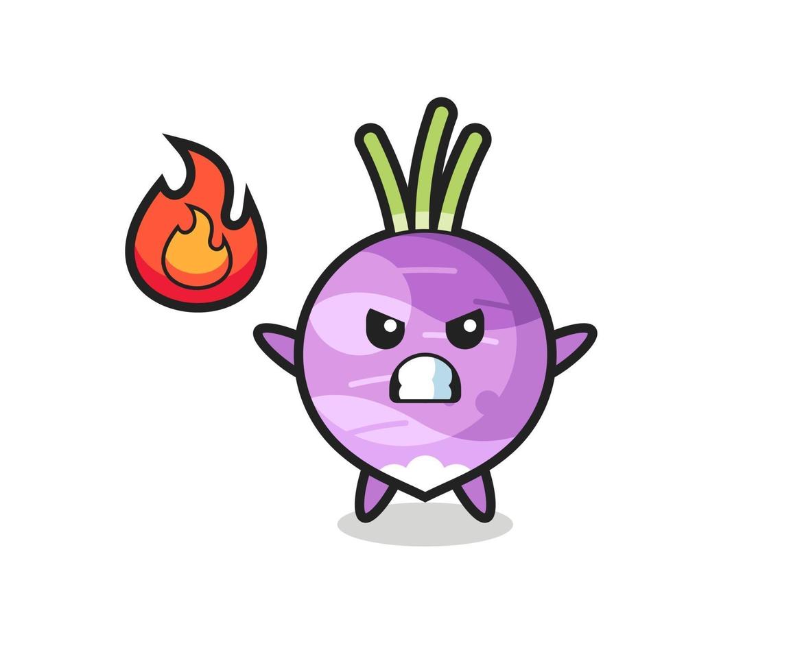 turnip character cartoon with angry gesture vector