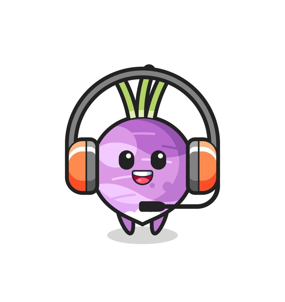 Cartoon mascot of turnip as a customer service vector