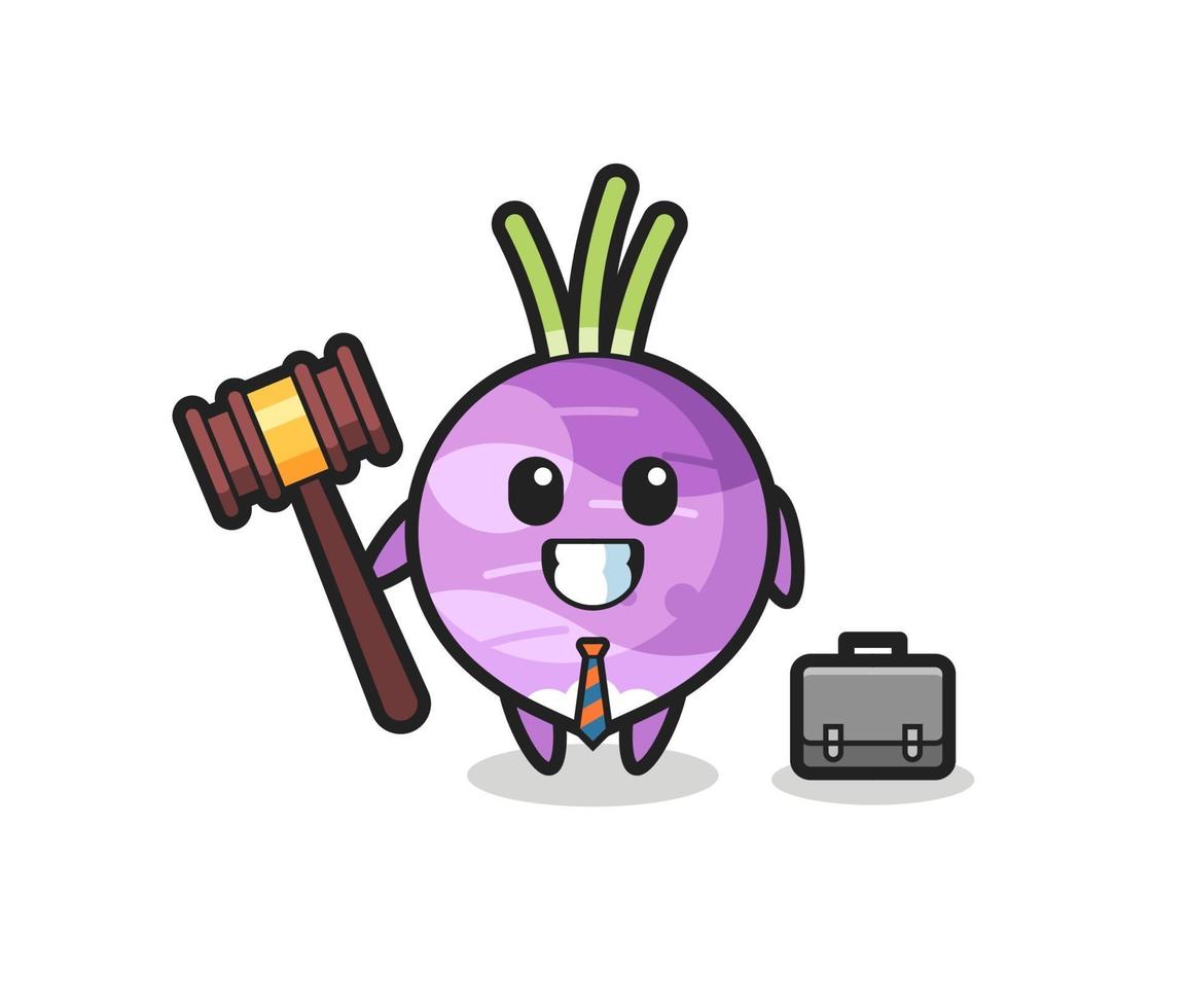 Ilustración de la mascota del nabo como abogado. vector