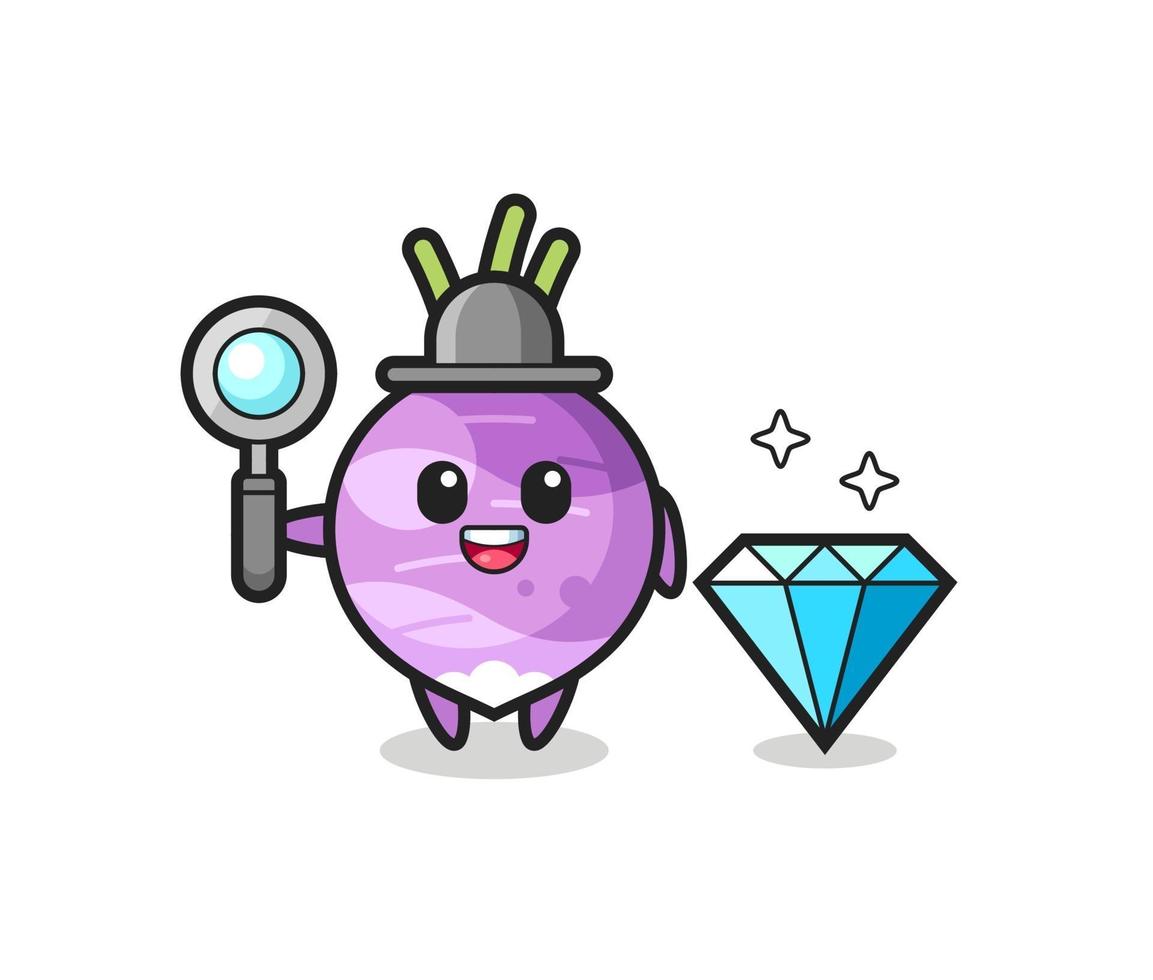 Illustration of turnip character with a diamond vector