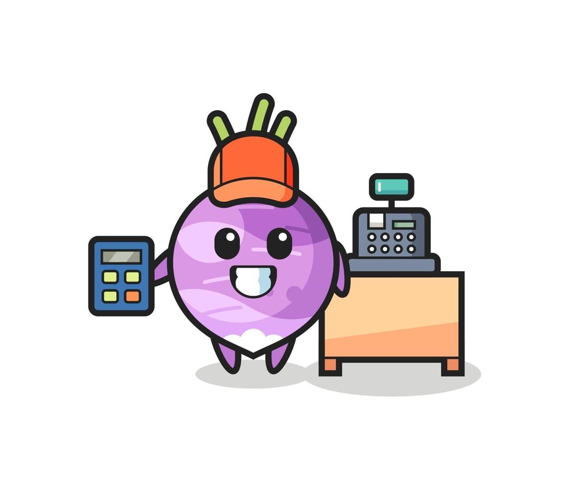 Illustration of turnip character as a cashier vector