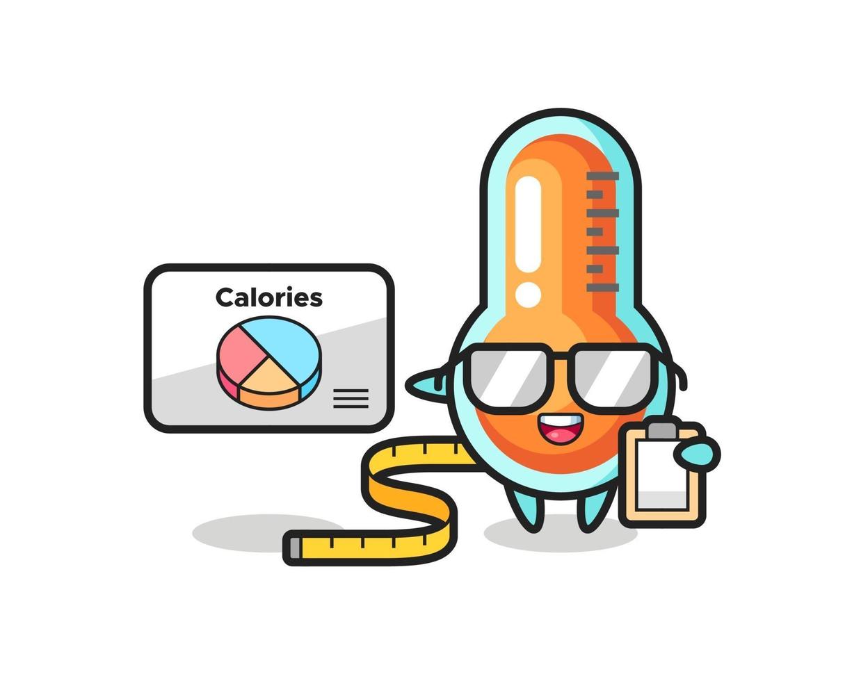 Illustration of thermometer mascot as a dietitian vector