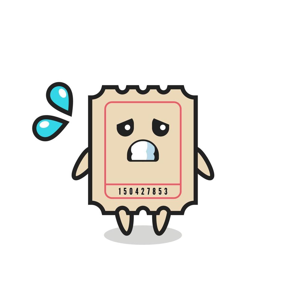 ticket mascot character with afraid gesture vector