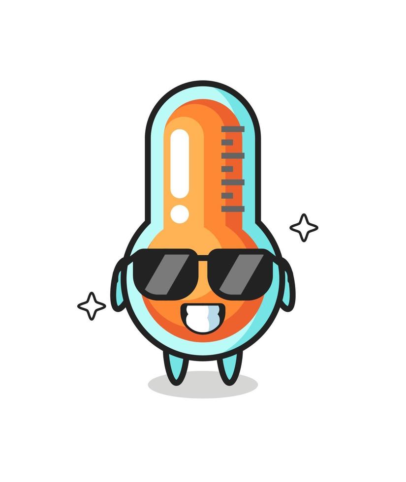 Cartoon mascot of thermometer with cool gesture vector