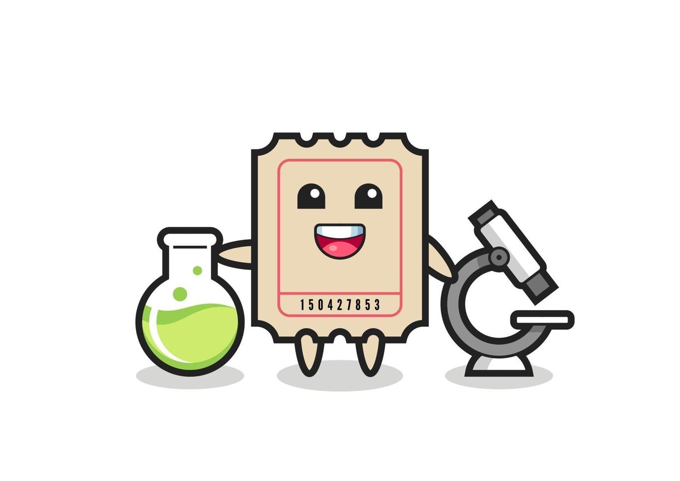 Mascot character of ticket as a scientist vector