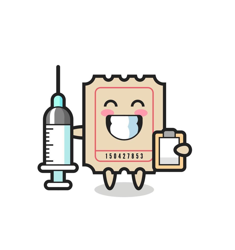 Mascot Illustration of ticket as a doctor vector