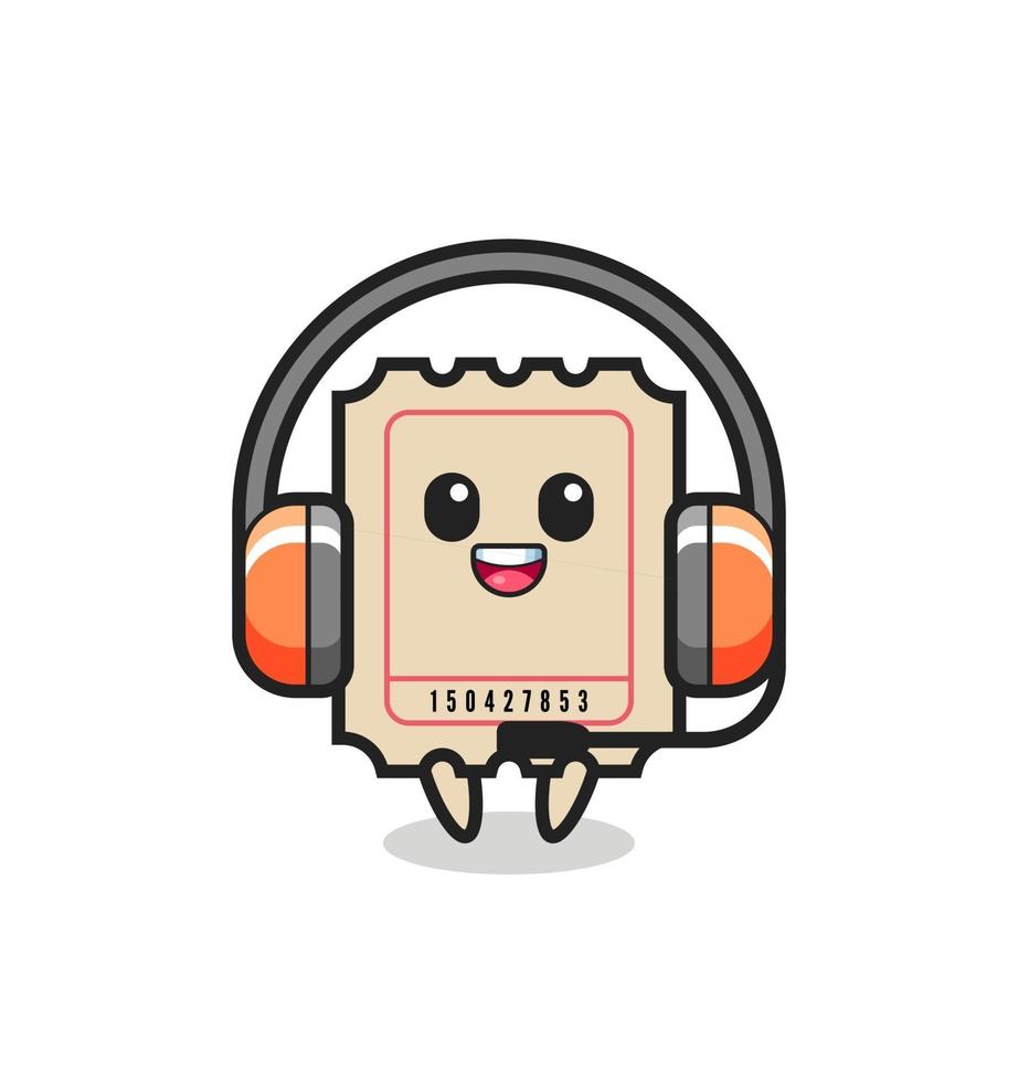 Cartoon mascot of ticket as a customer service vector