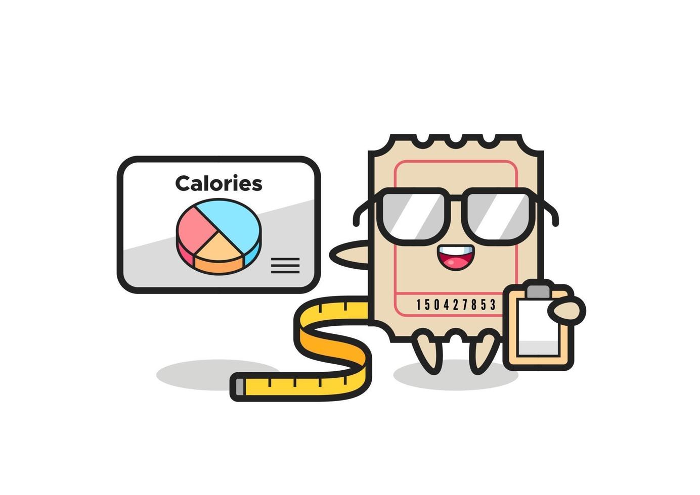 Illustration of ticket mascot as a dietitian vector