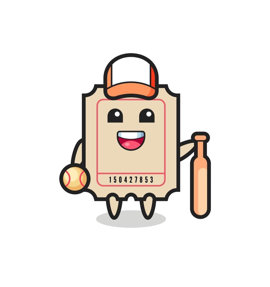 personaje de dibujos animados de boleto como jugador de béisbol vector