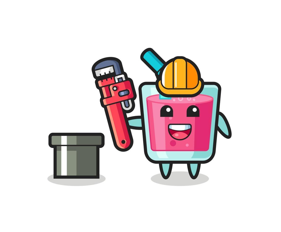 Character Illustration of strawberry juice as a plumber vector