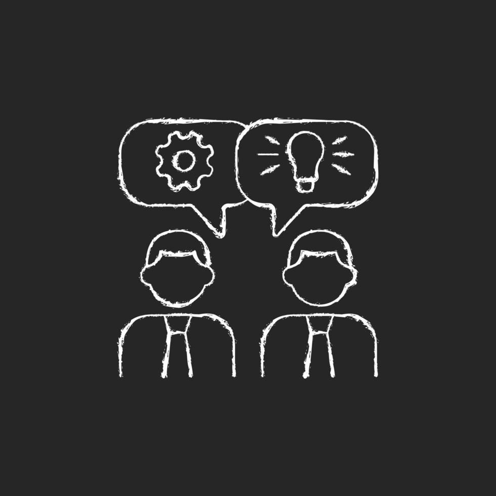 Brainstorming chalk white icon on dark background vector