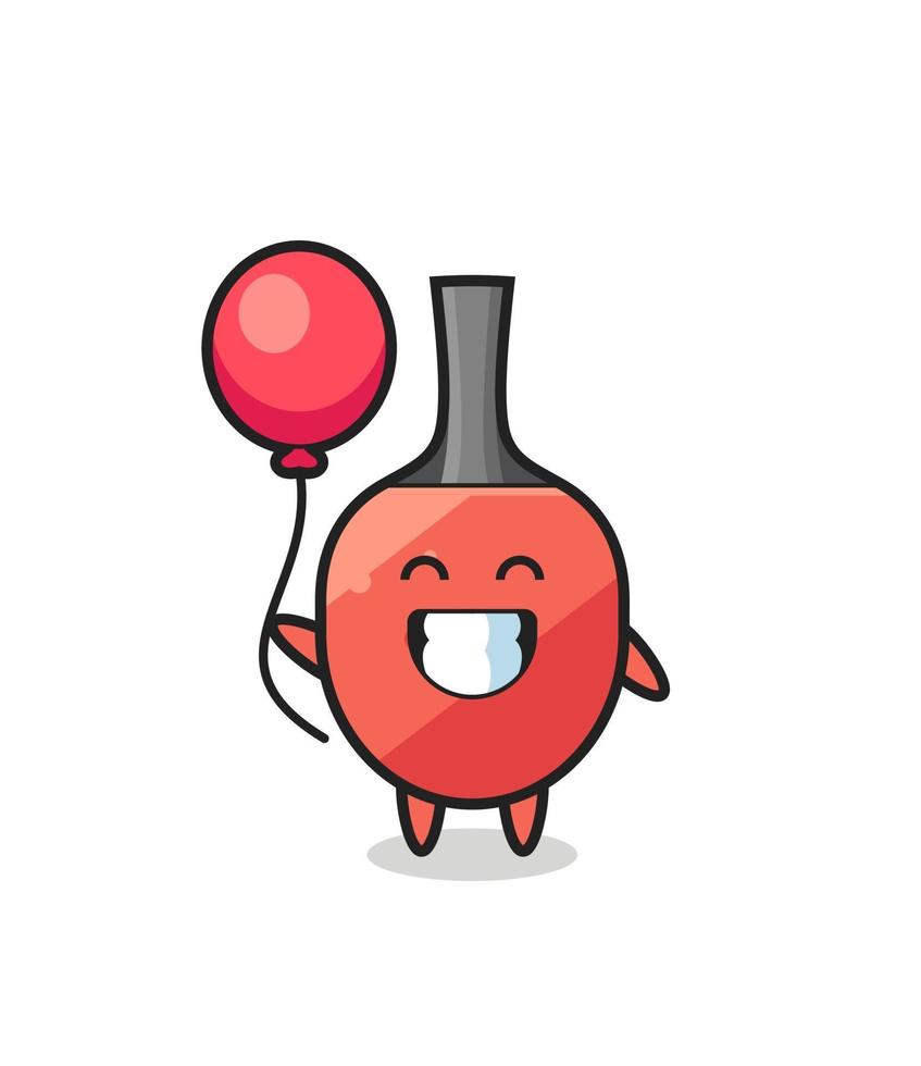 table tennis racket mascot illustration is playing balloon vector