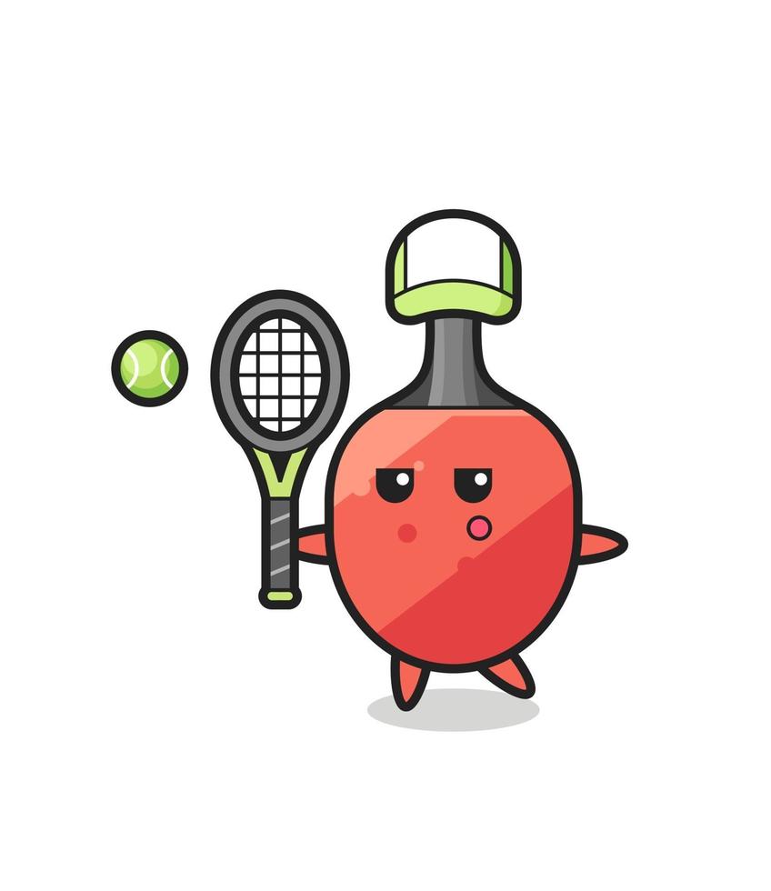 personaje de dibujos animados de raqueta de tenis de mesa como ten vector