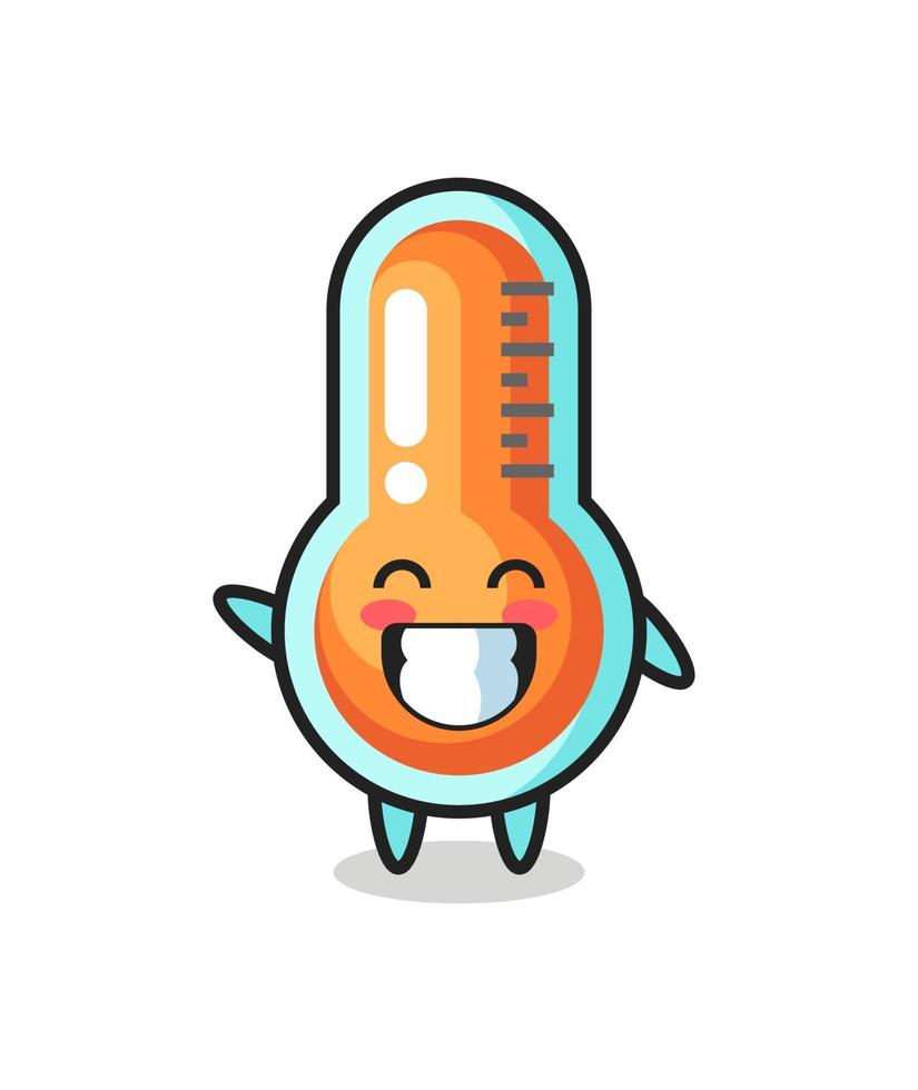 thermometer cartoon character doing wave hand gesture vector