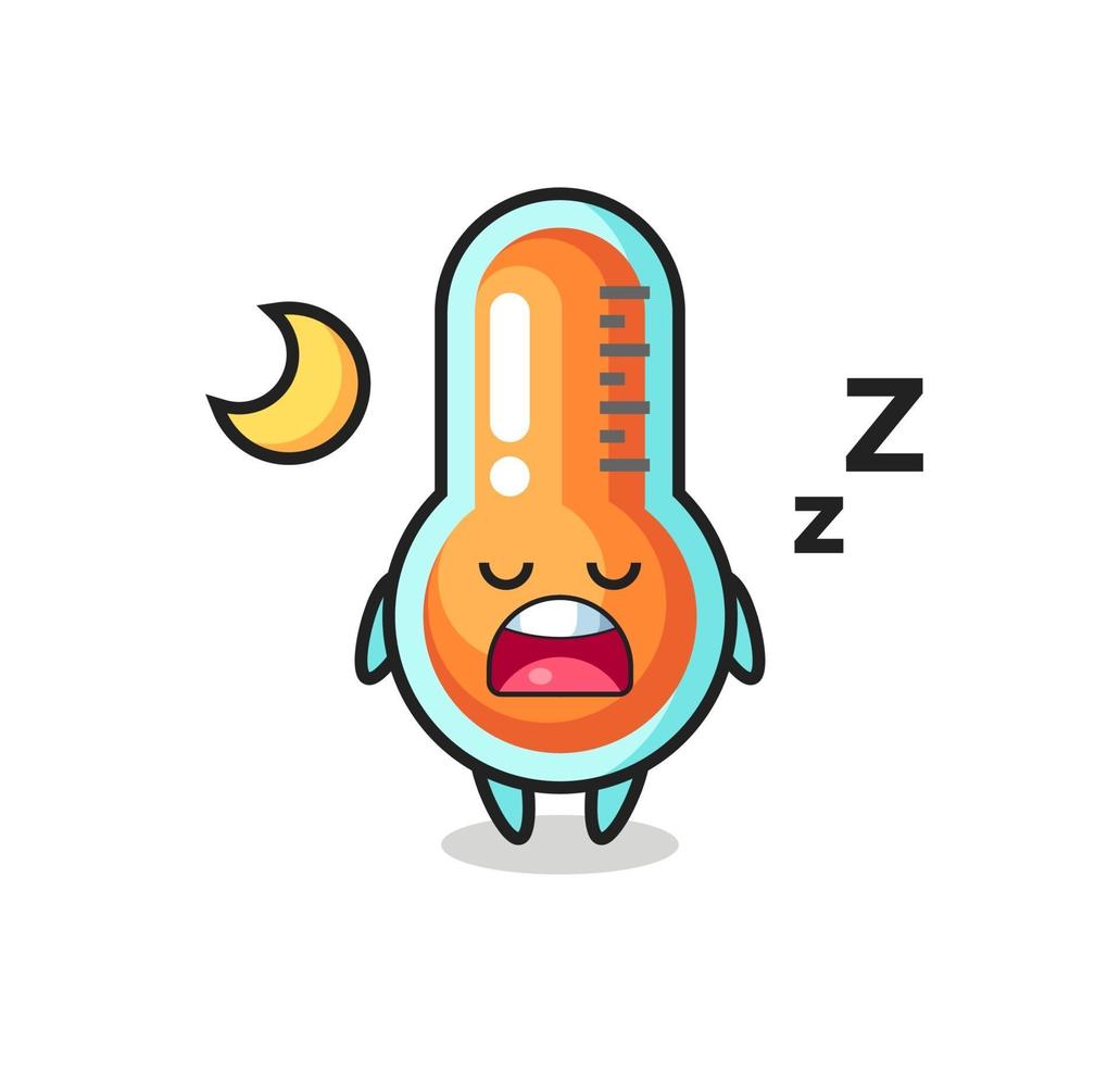 thermometer character illustration sleeping at night vector