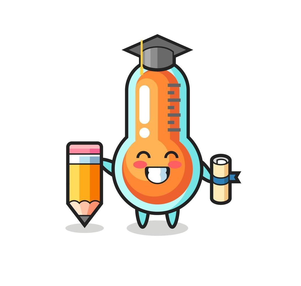 thermometer illustration cartoon is graduation with a giant pencil vector