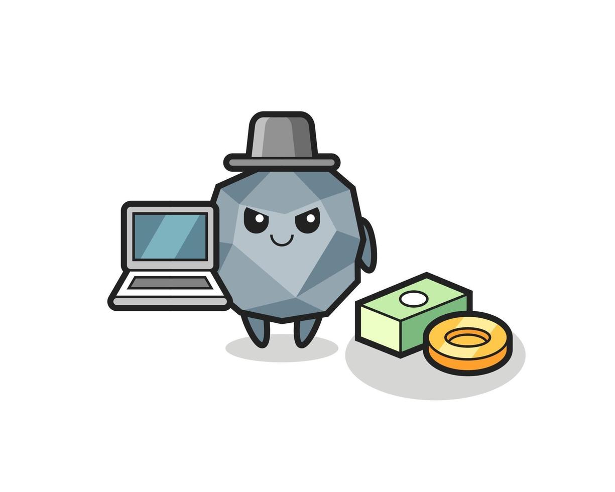 Mascot Illustration of stone as a hacker vector