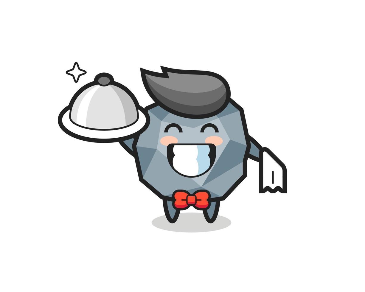 Mascota de personaje de piedra como camareros. vector