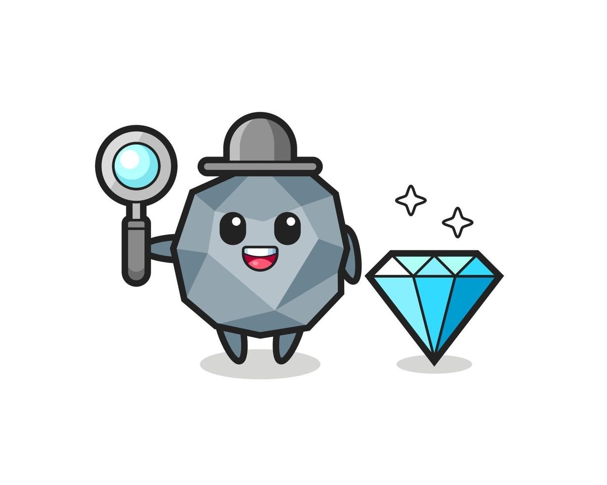 Illustration of stone character with a diamond vector
