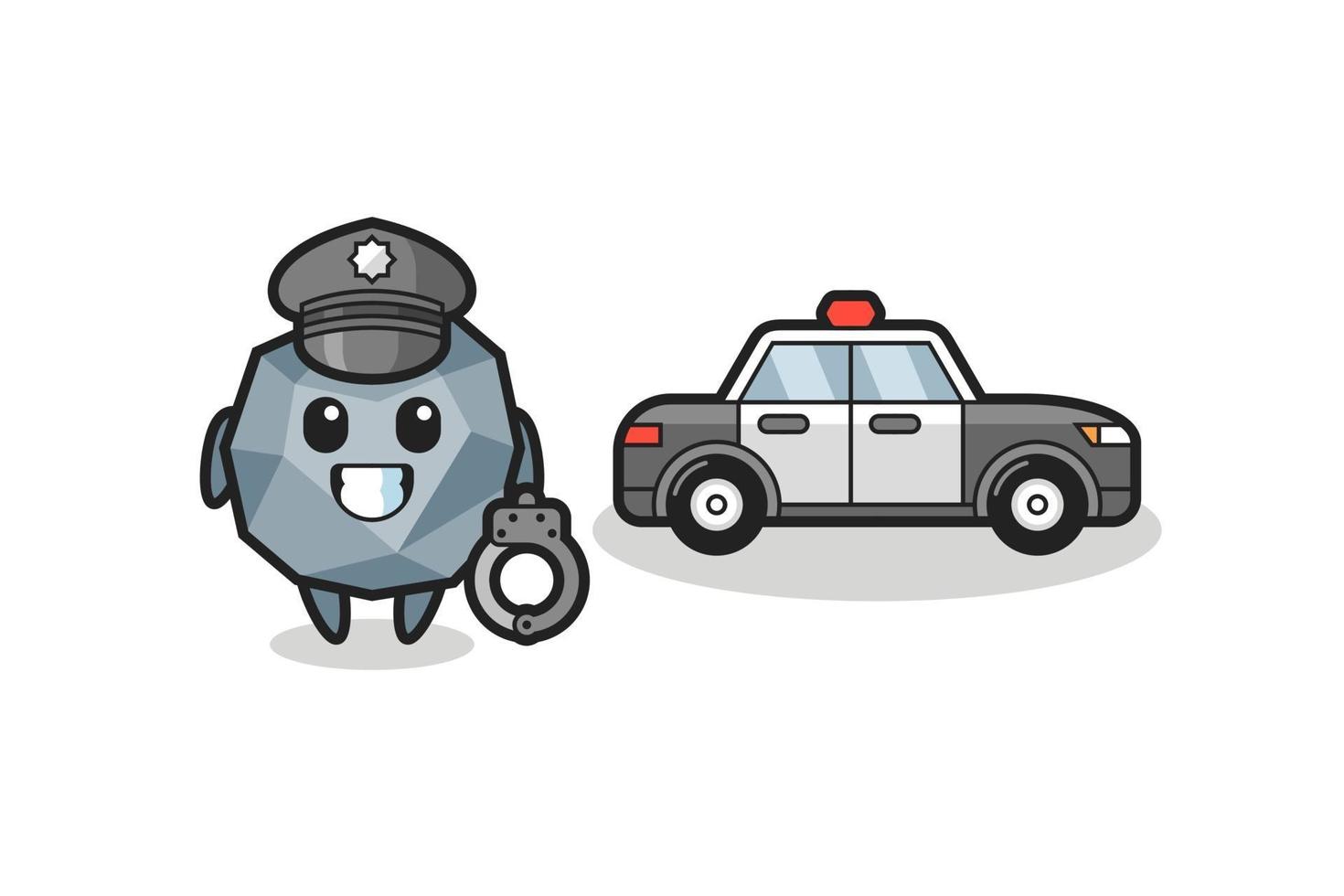 mascota de dibujos animados de piedra como policía vector