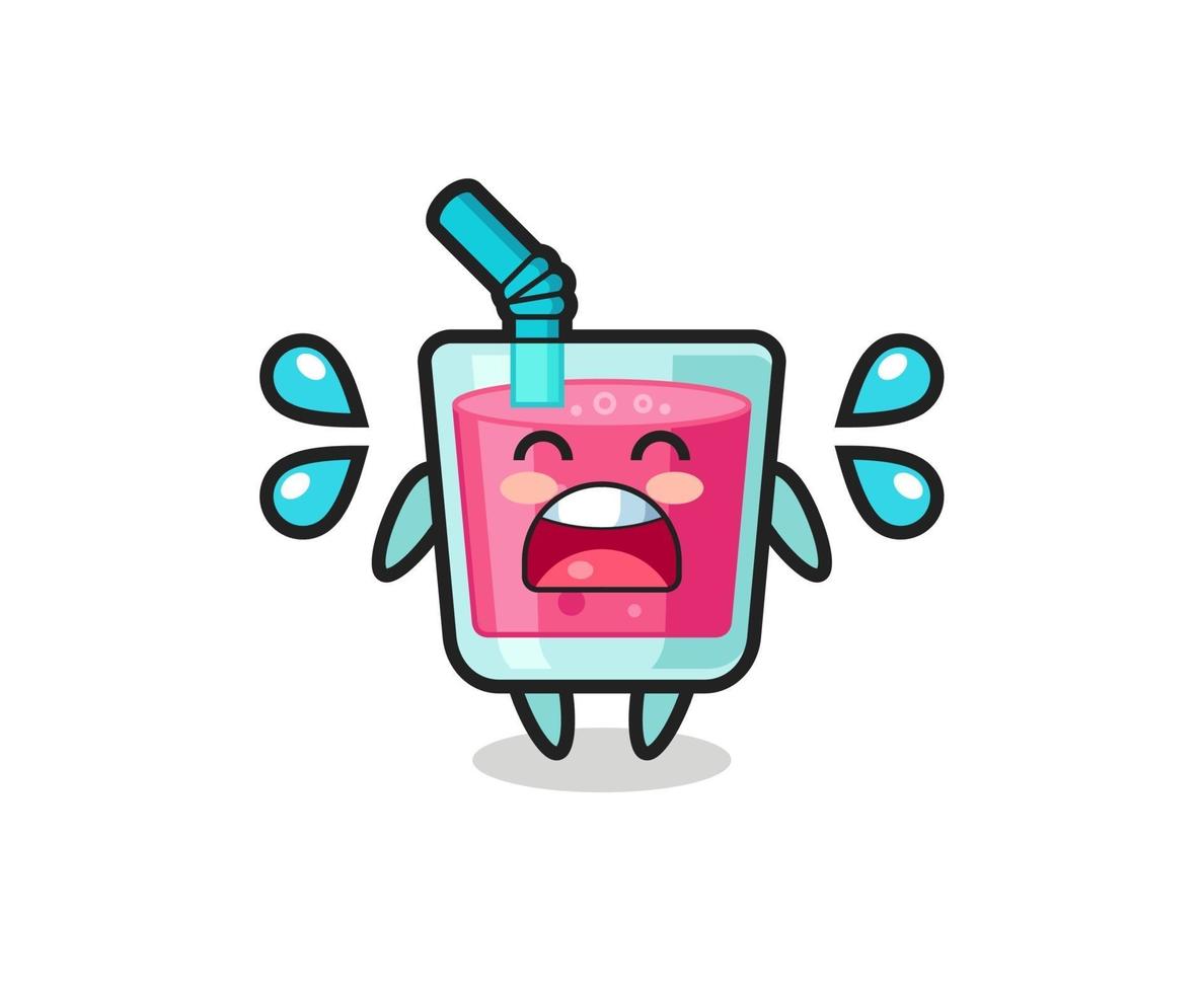 strawberry juice cartoon illustration with crying gesture vector
