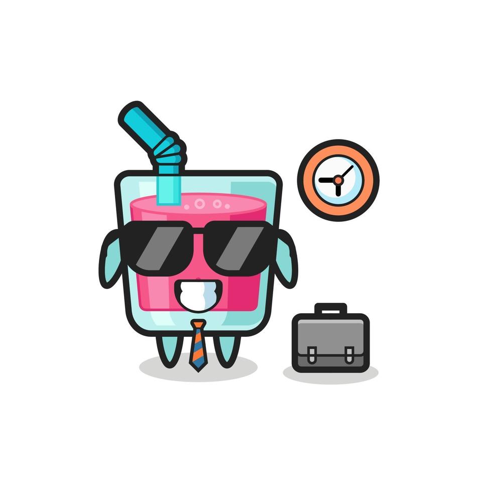 Cartoon mascot of strawberry juice as a businessman vector