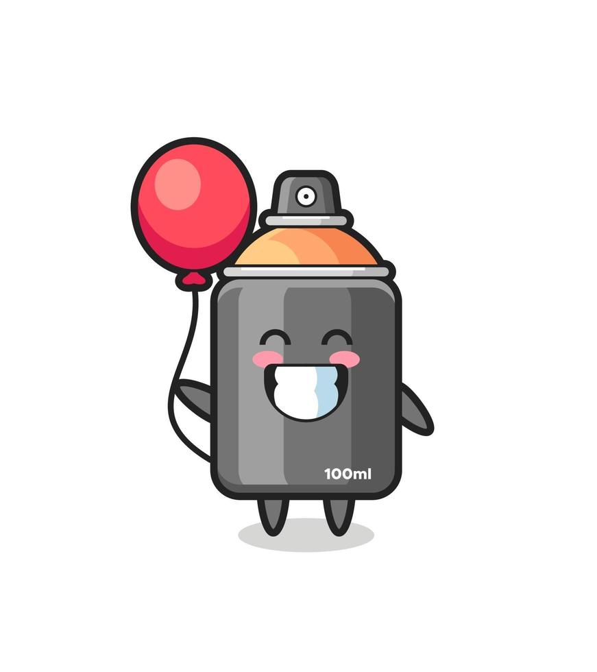 spray paint mascot illustration is playing balloon vector