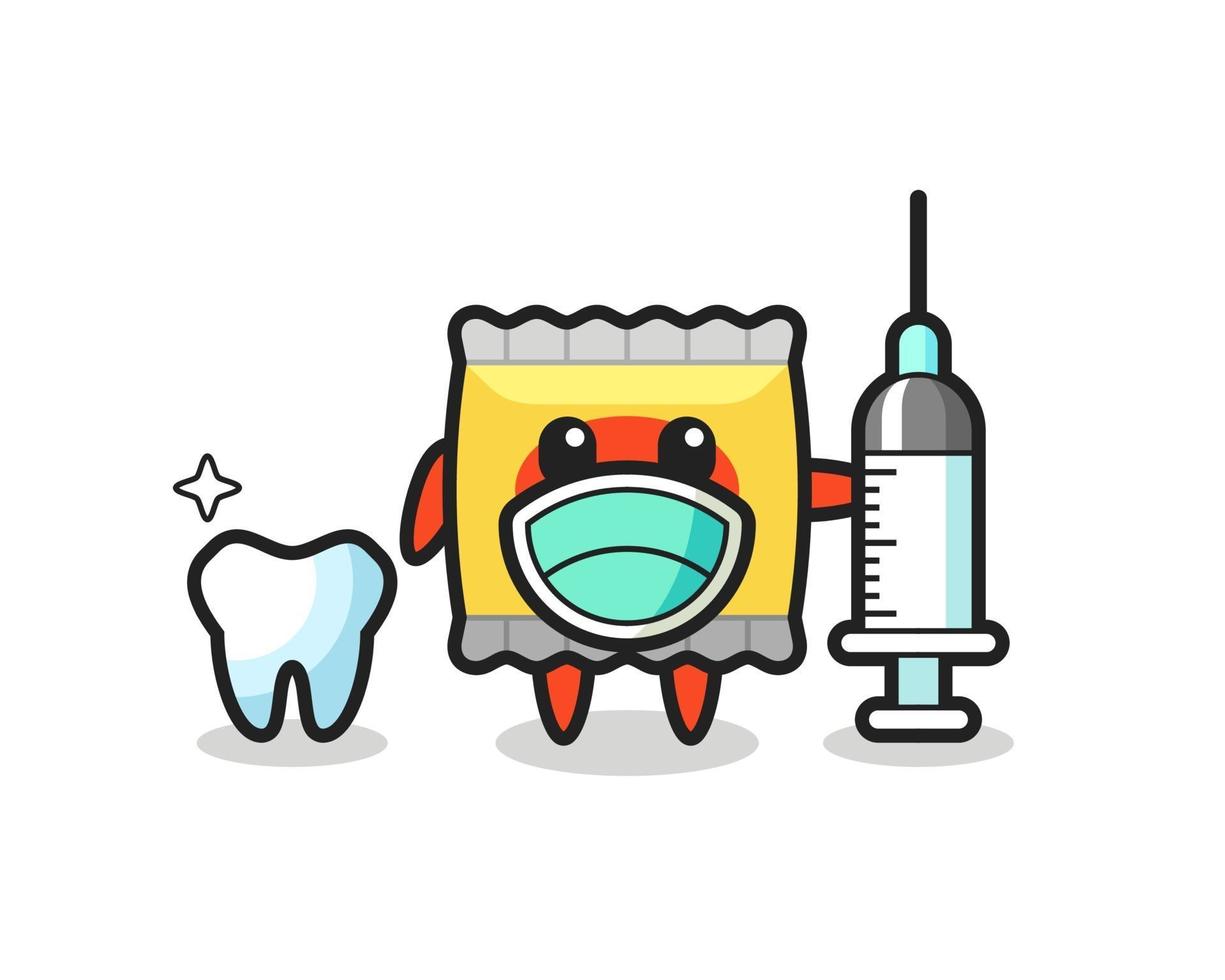 personaje de mascota de bocadillo como dentista vector