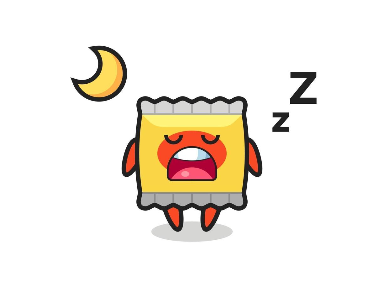 ilustración de personaje de bocadillo durmiendo por la noche vector