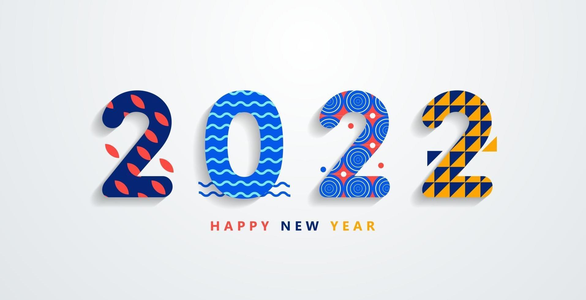 Happy 2022 new year with colorful abstract geometric shape background vector