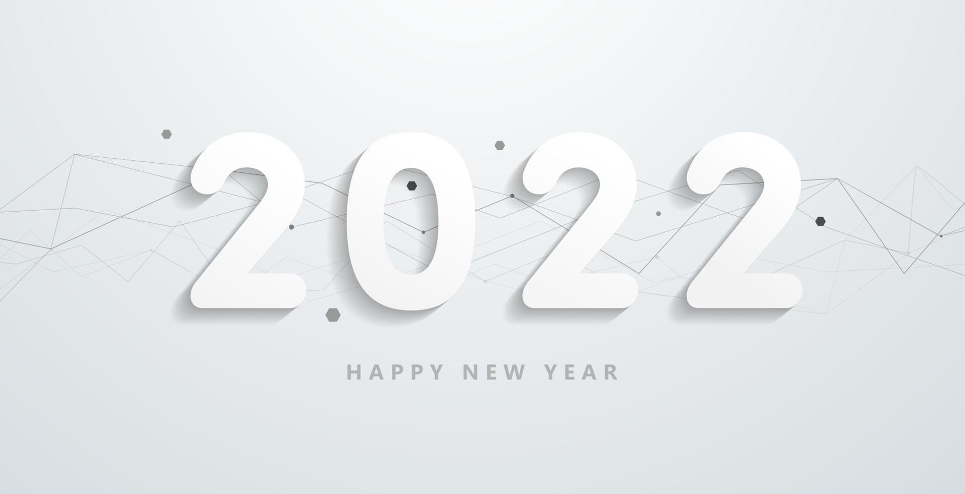 Happy 2022 new year with abstract network background vector